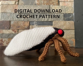 Periodic Cicada Crochet Pattern, Insect Amigurumi Pattern, Brood X, Digital Download Stuffed Cicada Pattern, Adobe Pdf File