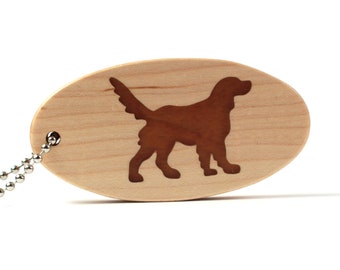 Golden Retriever Key Chain, Wood Dog Breed Key Ring, Pet Memorial Key Fob, Bird Dog, Cherry