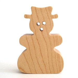Wooden Christmas Snowman, Wood Holiday Decoration, Winter Home Decor, Maple image 1