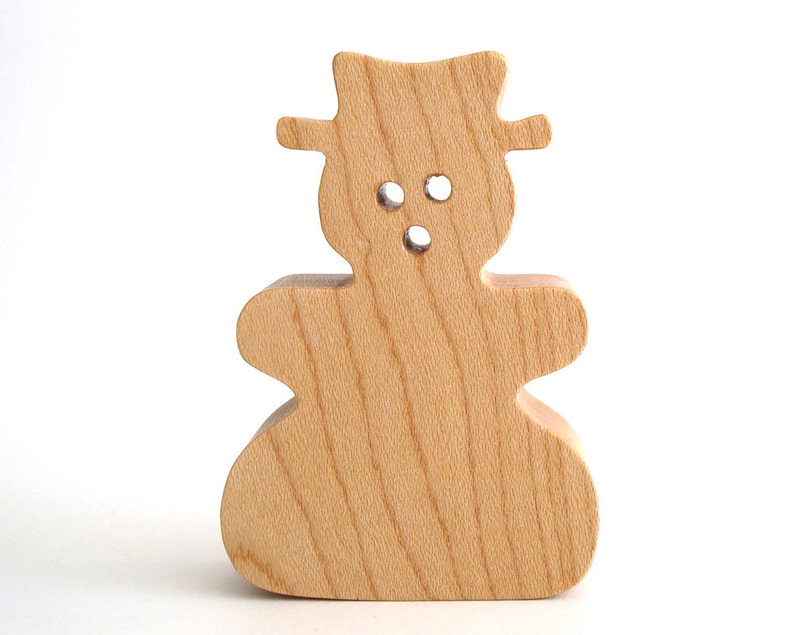 Wooden Christmas Snowman, Wood Holiday Decoration, Winter Home Decor, Maple image 1