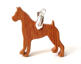 Boxer Dog Necklace Wood Boxer Jewelry Scroll Saw Dog Breed Jewelry Pet Necklace Cherry