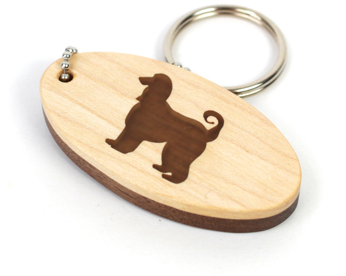 Afghan Hound Keychain Wood Dog Key Fob Wooden Pet Key Chain Etsy