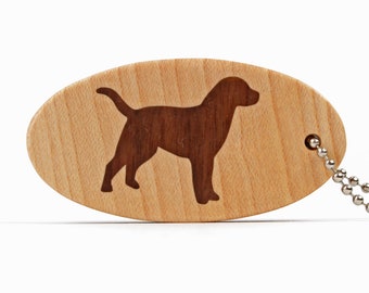 Labrador Retriever Wood Dog Key Chain, Dog Breed Key Ring, Pet Loss Key Fob, Walnut