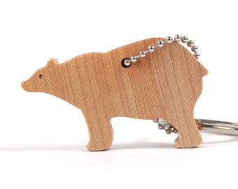 Simple Polar Bear Key Chain, Polar Bear Silhouette Key Ring, Wood Polar Bear Key Fob, Outline Animal Silhouette Keychain, Maple
