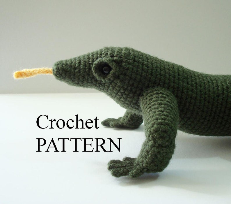 Komodo Dragon Crochet Pattern Amigurumi Komodo Dragon Stuffed Komodo Dragon Pattern Crochet Lizard Pattern Adobe Pdf File image 1