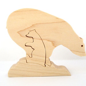 Wood Polar Bear Puzzle Wooden Stand Up Puzzle Christmas Decoration Hand Cut Scroll Saw image 2