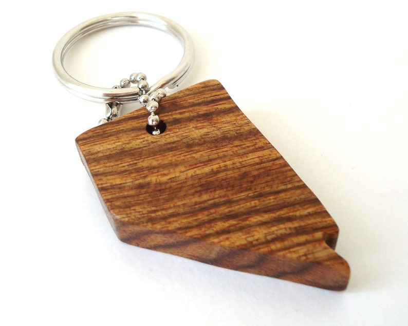 Wooden Nevada State Key Chain Silhouette USA Outline Wood Scroll Saw Nevada Key Fob Zebrawood image 3