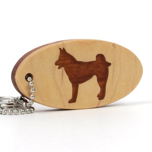 Akita Key Chain Malamute Key Ring Wooden Sled Dog Key Fob Wood Pet Key Ring Dog Accessories Mahogany image 3