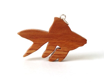 Goldfish Necklace Tropical Fish Pendant Goldfish Jewelry Wood Fish Pendant Necklace Cherry