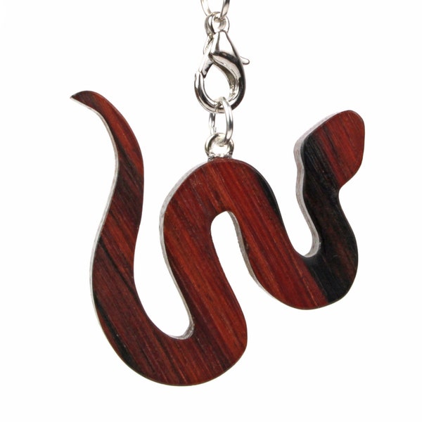 Snake Necklace, Wood Animal Pendant, Exotic Pet Necklace, Hand Cut Wooden Reptile Jewelry