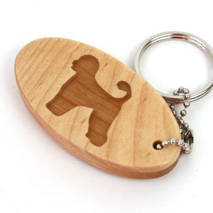 Portuguese Water Dog Key Chain Wood Pet Key Fob Wooden Dog Breed Key Ring Water Dog Accessories Scroll Saw Dog Key Chain Cherry image 5