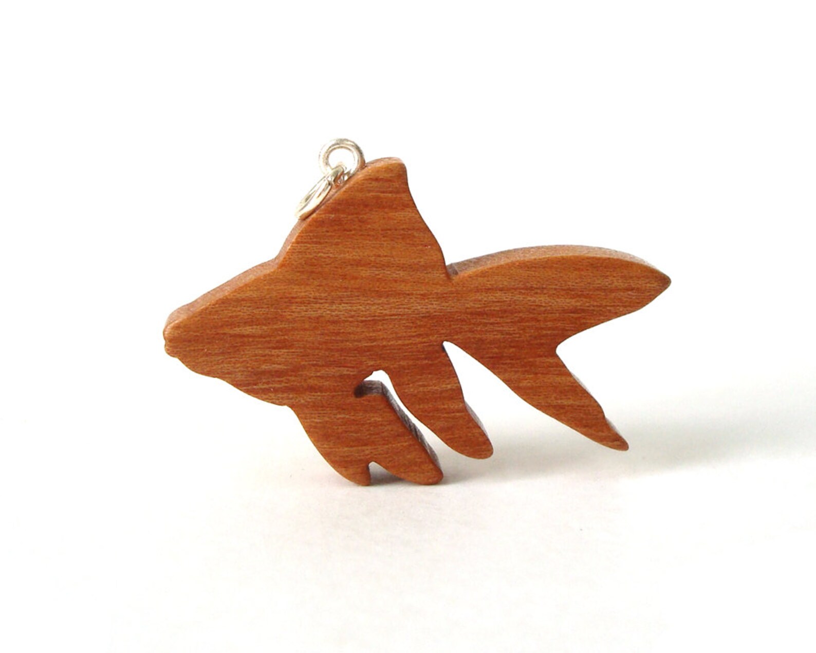 Goldfish Necklace Tropical Fish Pendant Goldfish Jewelry Wood Etsy