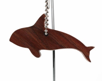 Wood Orca Key Chain, Wooden Killer Whale Key Ring, Scroll Saw Animal Key Fob, Whale Nautical Accessory Walnut