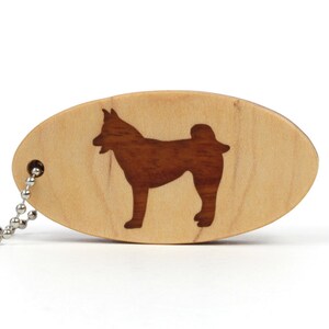 Akita Key Chain Malamute Key Ring Wooden Sled Dog Key Fob Wood Pet Key Ring Dog Accessories Mahogany image 1