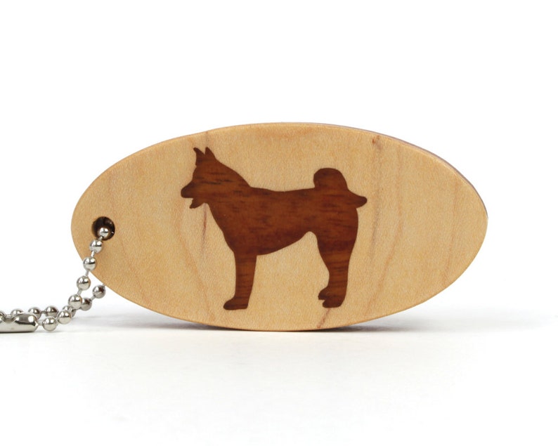 Akita Key Chain Malamute Key Ring Wooden Sled Dog Key Fob Wood Pet Key Ring Dog Accessories Mahogany image 1