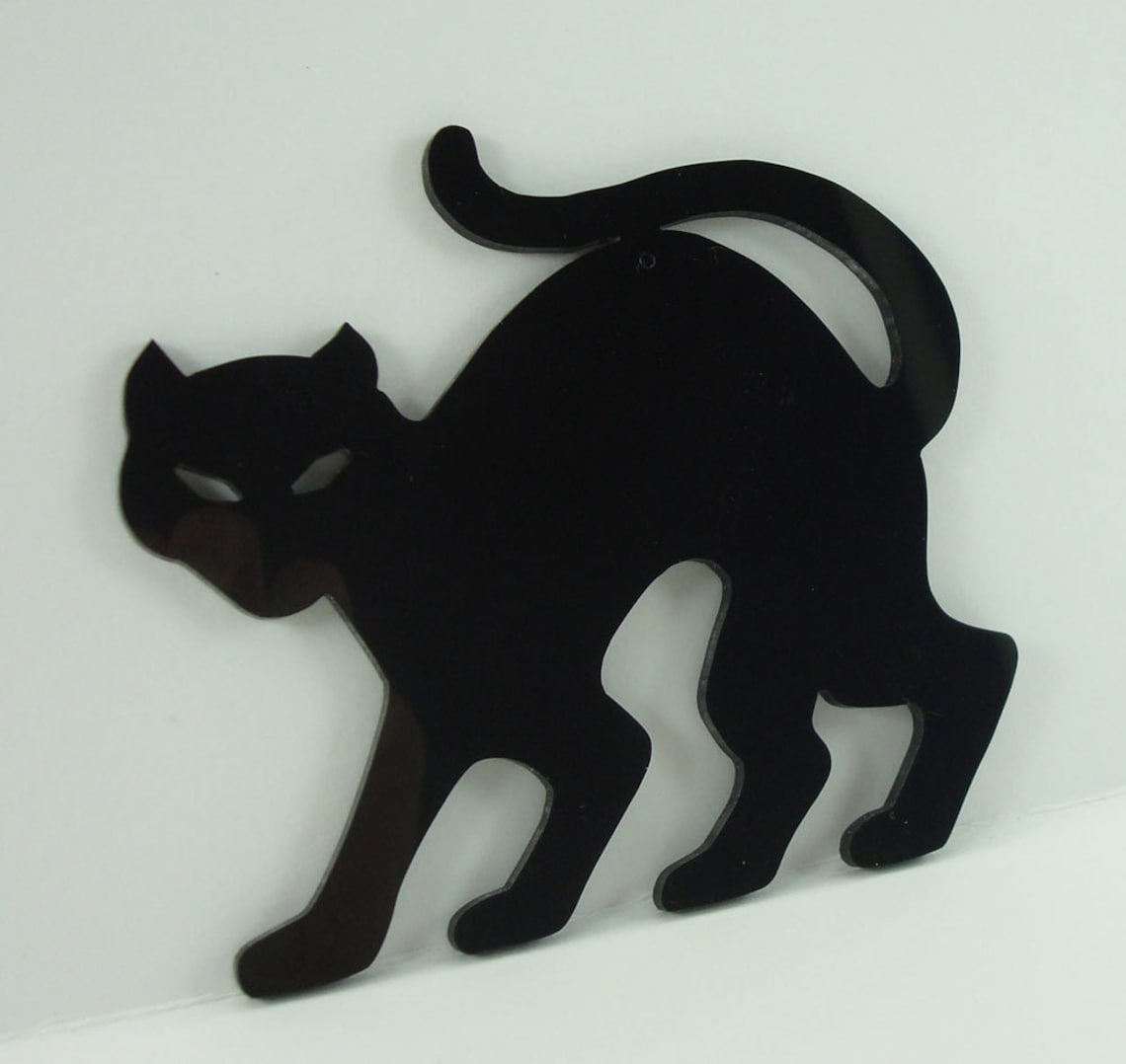 Halloween Decoration Black Cat Ornament Stencil Hand Cut Etsy