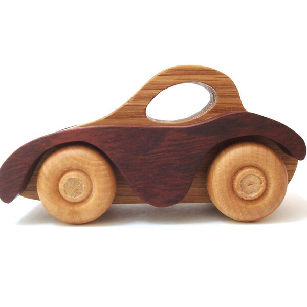 Wooden Car Toy Childrens Natural Organic Waldorf Wood Toy Car Motor Vehicle