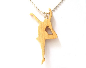 Dancer Ballerina Majorette Jewelry Maple Hand Cut Scroll Saw Wood Pendant