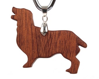 Wood Clumber Spaniel Pendant, Spaniel Necklace, Wooden Breed Dog Jewelry, Pet Memorial, Commemorative Dog Charm, Sapele