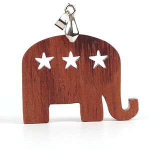 Republican Elephant Pendant, USA Election 2016 Jewelry, Political Jewelry, Get out the Vote Necklace, Republican Party Pendant, Bubinga image 2