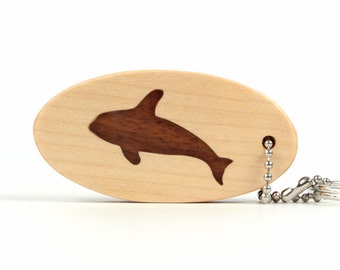 Orca Key Chain,  Wood Killer Whale Key Ring, Beach Accessories, Nautical Key Fob, Ocean Animal Keychain, Walnut