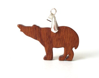 Tapir Necklace Wood Animal Pendant Hand Cut Wooden Tapir Jewelry Sapele