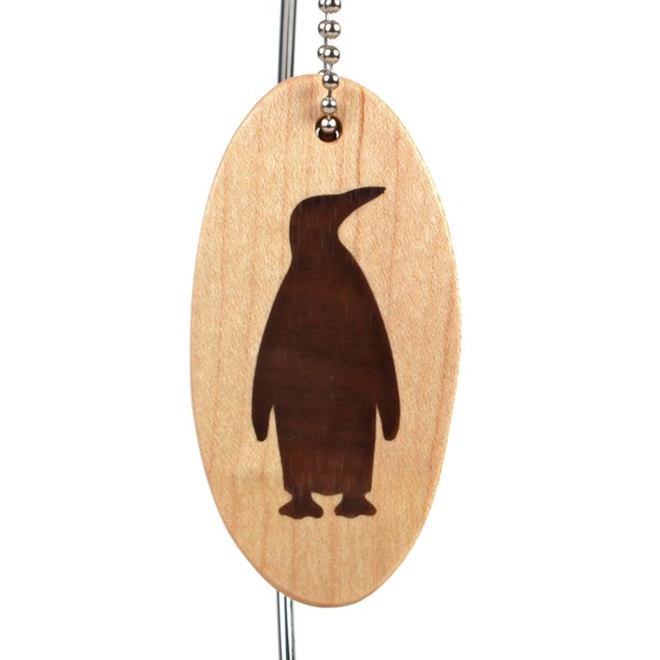 Wooden Penguin Key Fob, Bird Key Chain, Wooden Nature Key Ring, Penguin Accessory, Penguin Backpack Charm, Walnut