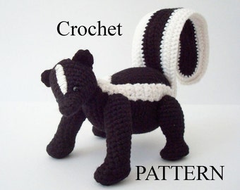 Striped Skunk Crochet Pattern Amigurumi Skunk Woodland Animal Digital Download Crochet Pattern Adobe Pdf File