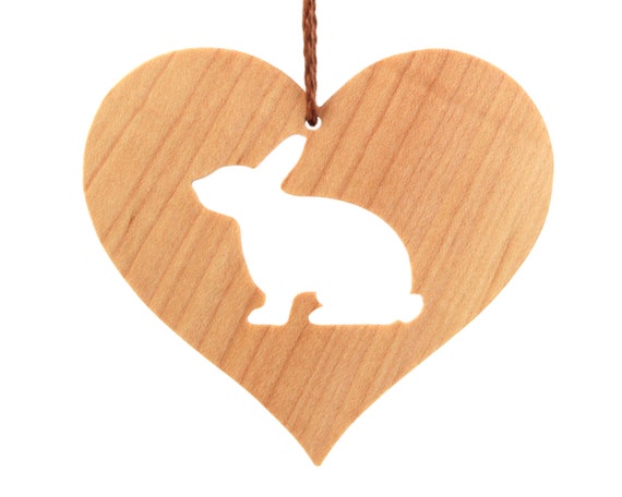 Kaninchen Ornament, Holz Herz Hase Ornament, Jahr des Kaninchens, Haustier  Kaninchen Dekoration, Ahorn - .de