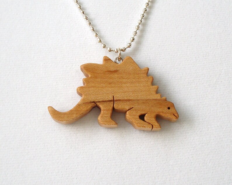 Wooden Stegosaurus Dinosaur Pendant Necklace Wood Prehistoric | Etsy