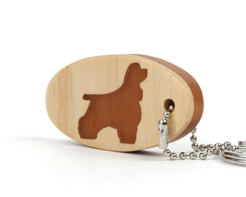 Cocker Spaniel Dog Key Chain Wood Scroll Saw Dog Breed Key Ring Pet Key Fob Cocker Spaniel Key Ring Show Dog Key Chain Cherry image 4