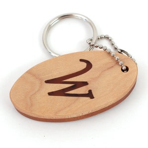 Personalized Single Initial Key Chain, Letter W Key Fob, Wood Monogram ...
