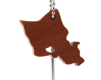 Oahu Island Outline Key Chain, Hawaii State Key Ring, USA State Silhouette Key Fob, Cherry