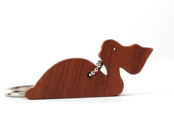 Simple Wood Pelican Silhouette Key Chain, Pelican Bird Outline Key Ring, Nautical Accessories
