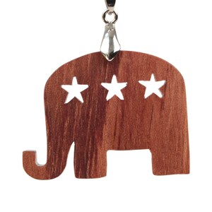 Republican Elephant Pendant, USA Election 2016 Jewelry, Political Jewelry, Get out the Vote Necklace, Republican Party Pendant, Bubinga image 3