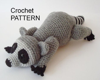 Raccoon Crochet Pattern Pose Able Raccoon Pattern Amigurumi Raccoon Digital Download Crochet Aimal Pattern Adobe Pdf File