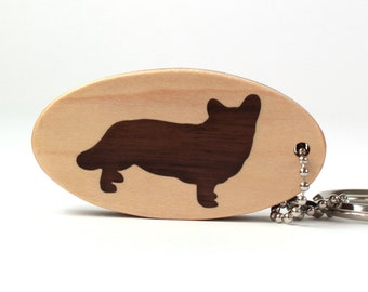 Welsh Corgi Key Chain, Wood Dog Breed Key Fob, Pet Corgi Key Ring, Pet Loss Memorial, Walnut