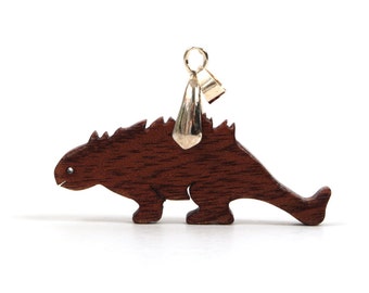 Wooden Ankylosaurus Dinosaur Pendant Necklace, Wood Prehistoric Science Jewelry, Paleontology / Palaeontology Pendant