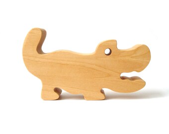 Wooden Toy Waldorf Alligator Crocodile Basswood Child Safe Hand Cut Scroll Saw