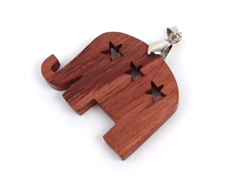 Republican Elephant Pendant, USA Election 2016 Jewelry, Political Jewelry, Get out the Vote Necklace, Republican Party Pendant, Bubinga image 4