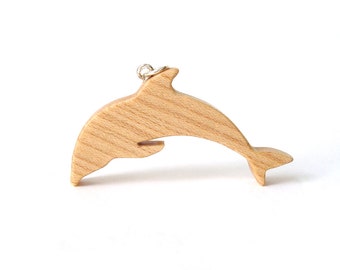 Dolphin Necklace Beach Jewelry Ocean Animal Scroll Saw Wood Dolphin Pendant Maple Hand Cut