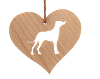 Wood Dalmatian Ornament, Heart Shaped Dog Silhouette Christmas Decoration, Dog Memorial, Maple