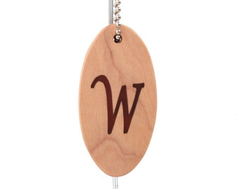 Personalized Single Initial Key Chain, Letter W Key Fob, Wood Monogram W Keychain, Initial W Accessory, Cherry