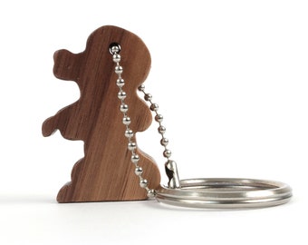 Poodle Dog Key Chain, Dog Breed Key Ring,  Wood Dog Outline Key Fob, Poodle Accessory, Walnut