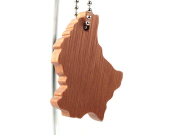 Wooden Luxembourg Key Chain, Country Silhouette, Outline Country Cutout, Wood Scroll Saw Luxembourg Key Fob, Lyptus