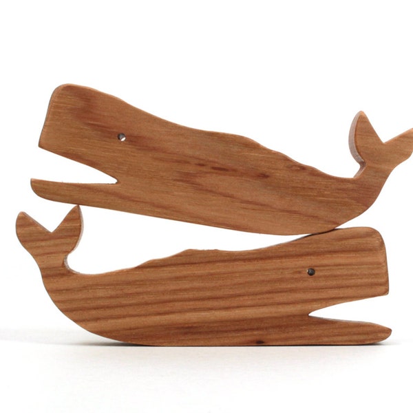 Wooden Whale Toys Waldorf  Miniature Wood Noah's Ark Animals Zoo Ocean Play Set Miniature Whale Figurine