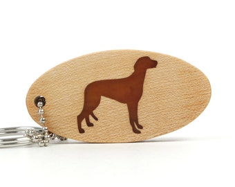 Greyhound Key Chain Wood Dog Breed Key Chain Greyhound Key Ring Pet Greyhound Key Fob Scroll Saw Dog Key Chain Cherry