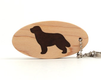 Newfoundland Key Chain Wood Dog Key Chain Newfie Key Ring Pet Accessories Wood Dog Breed key Chain Newfoundland Dog Key Ring Walnut