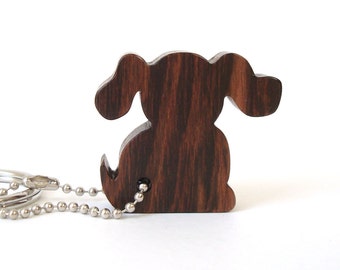 Dog Key Chain Wood Scroll Saw Outline Silhouette Keychain Key Ring Morado