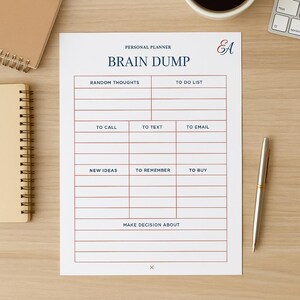 Utskrivbar hjärndump för chefer | Mental klarhet och att-göra-lista | Personlig planerare i PDF-format | Direkt nedladdning | EA Paperworks
